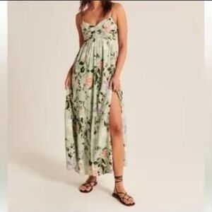 Abercrombie & Fitch Light Green Floral Maxi Dress